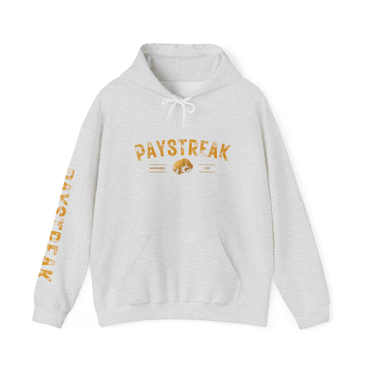 Paystreak Logo Hoodie — Retro Gold Graphic Hooded Sweatshirt