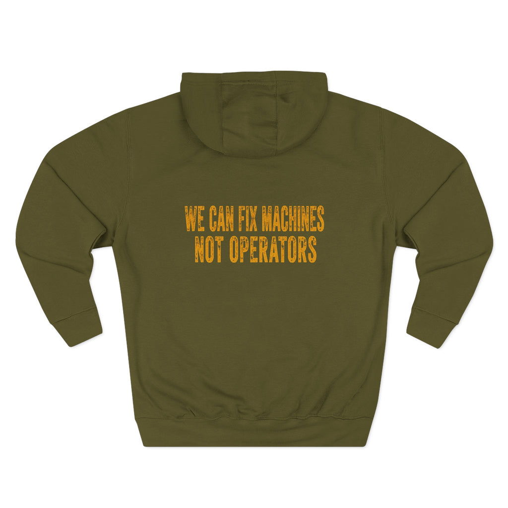 Mechanics Hoodie — 'We Can Fix Machines, Not Operators' Relaxed Fleece Pullover