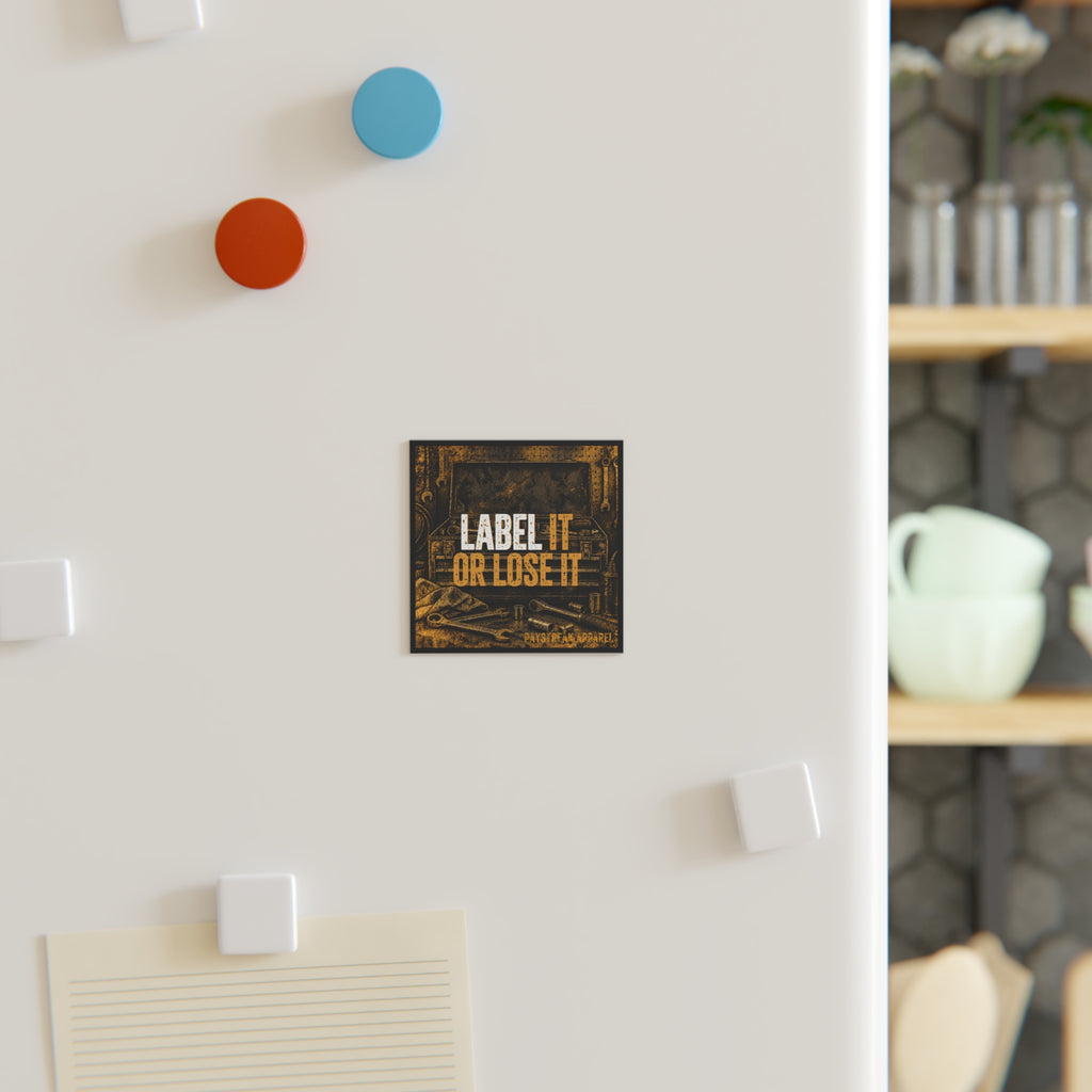 Label It or Lose It Square Magnet — Tool Box Garage Funny Workshop Magnet