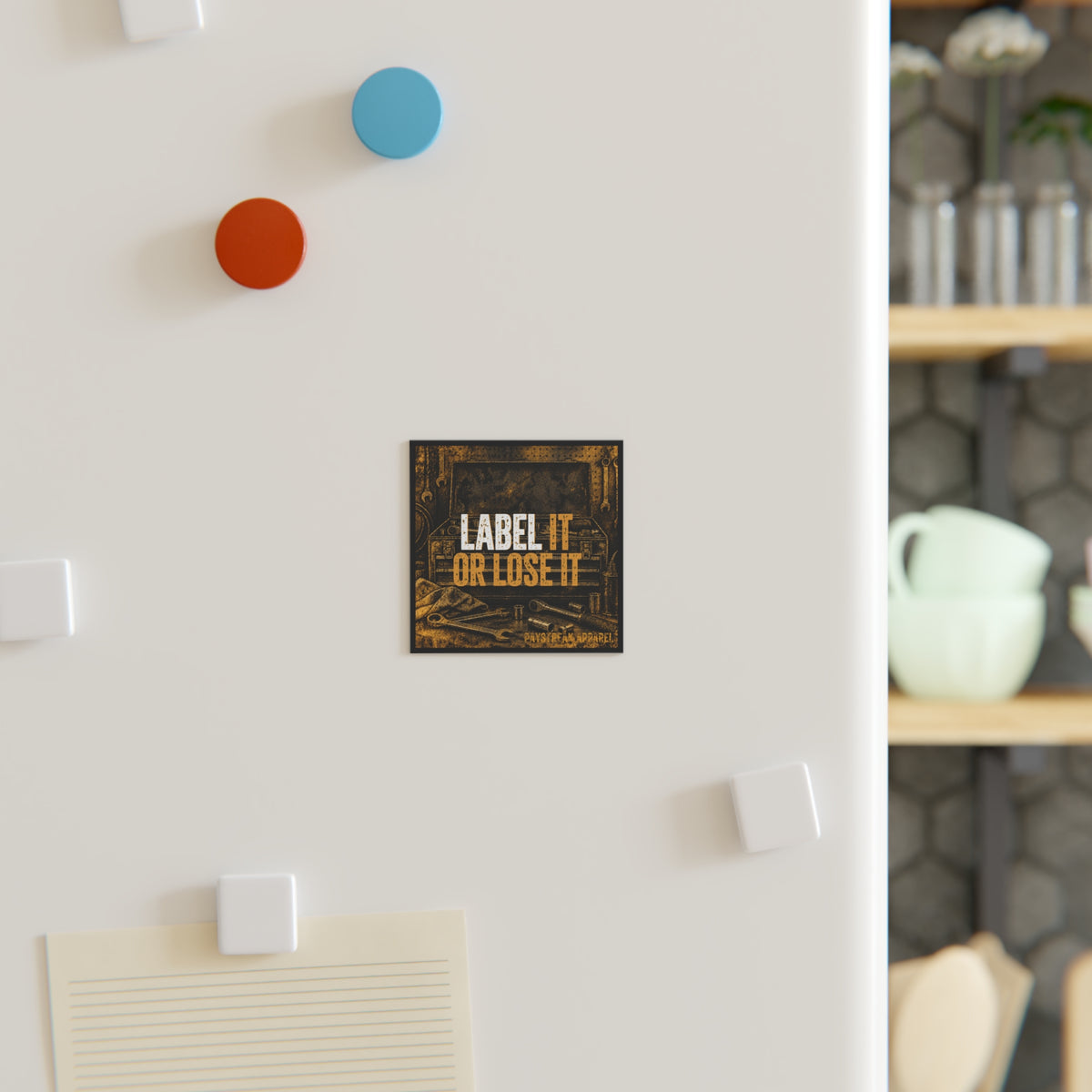 Label It or Lose It Square Magnet — Tool Box Garage Funny Workshop Magnet