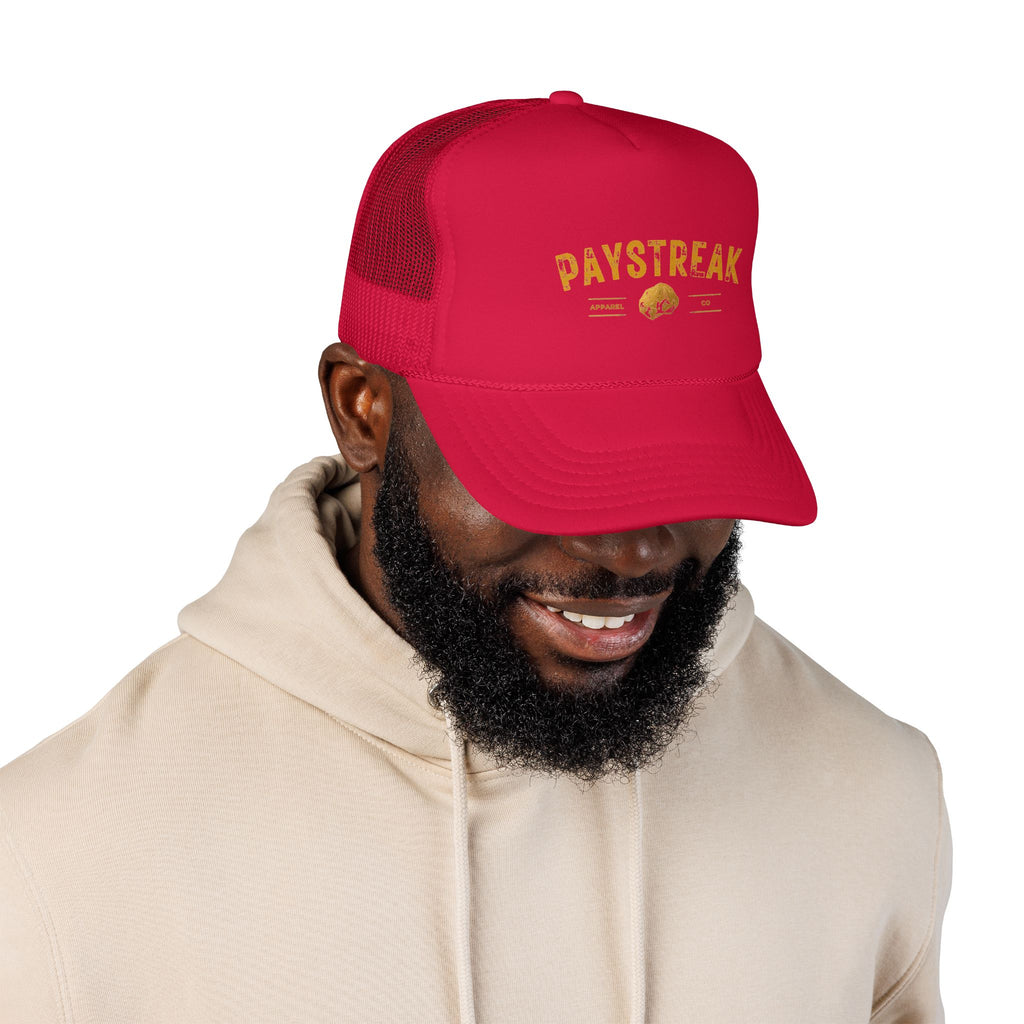 Paystreak Trucker Hat — Vintage Gold Logo Foam Cap