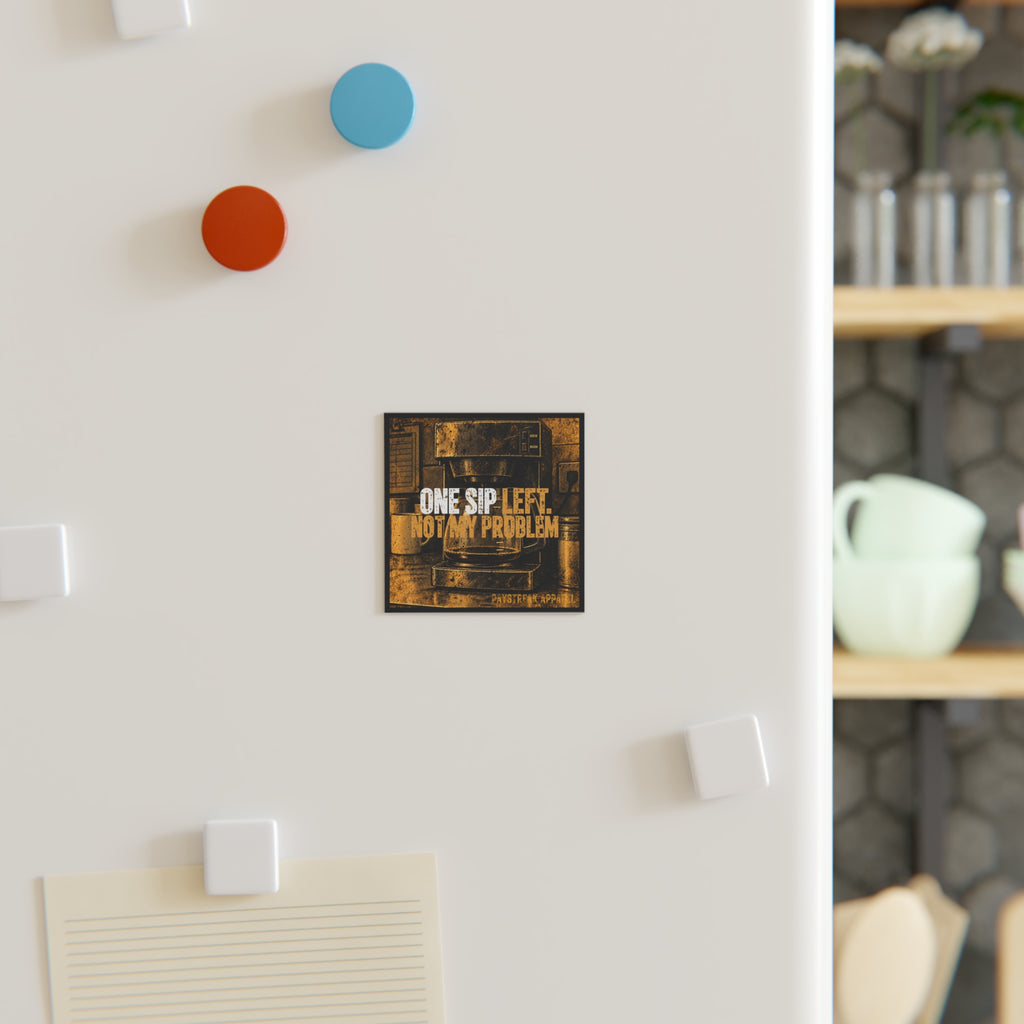 Coffee Magnet — "One Sip Left, Not My Problem" Square Kitchen Magnet