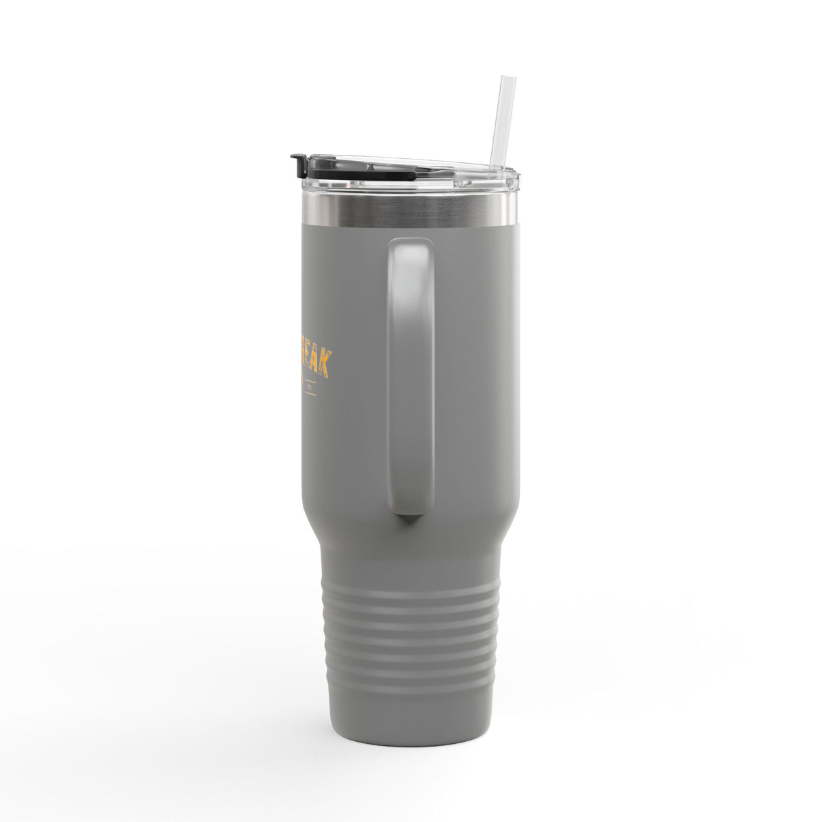 40oz Insulated Travel Mug — 'Paystreak' Gold Accent Stainless Tumbler with Straw & Handle