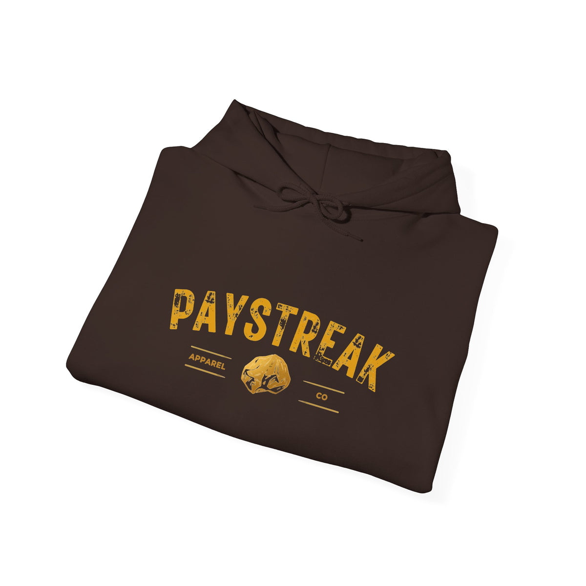 Paystreak Logo Hoodie — Retro Gold Graphic Hooded Sweatshirt