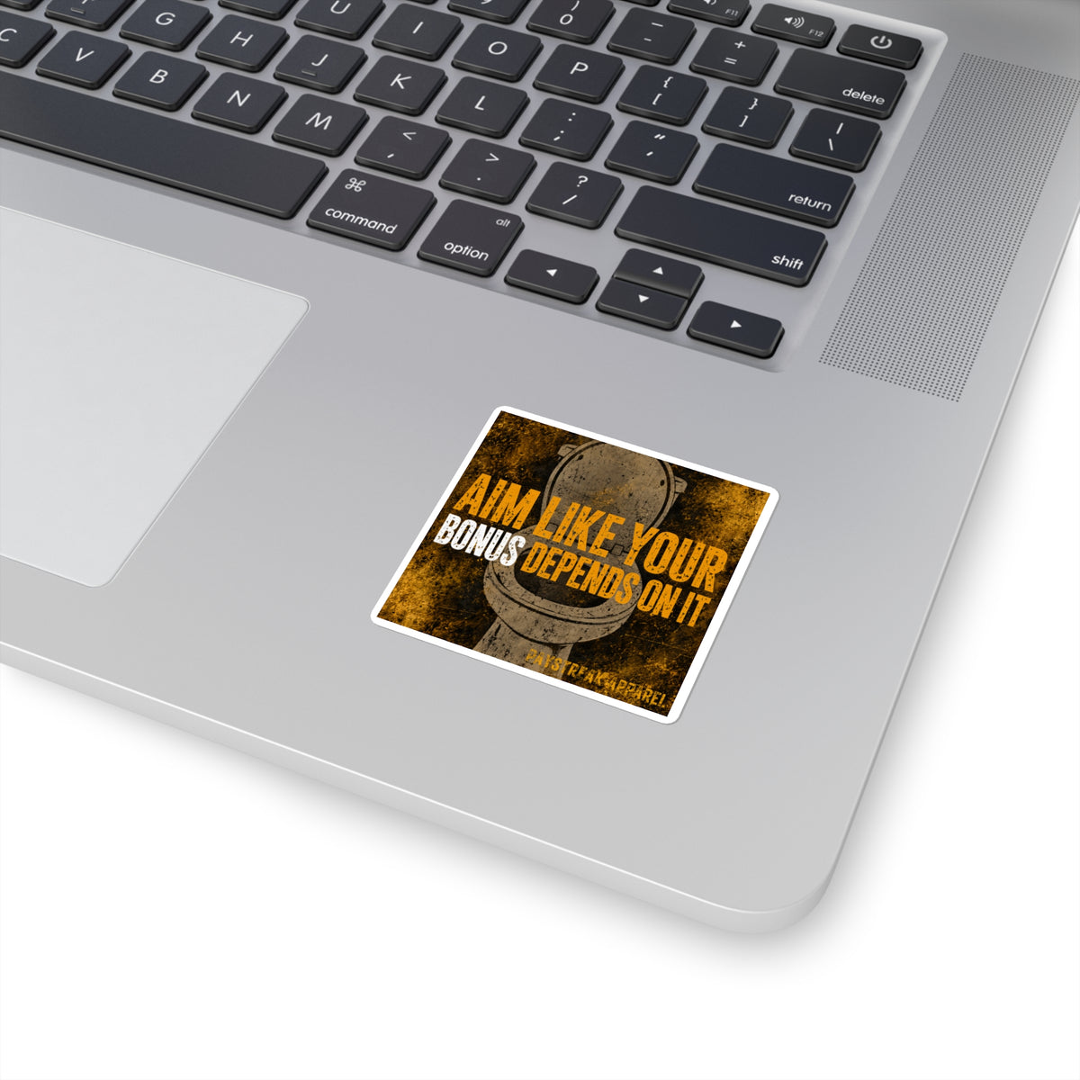 Sticker — "Aim Like Your Bonus Depends On It" Funny Office Motivation Square Sticker
