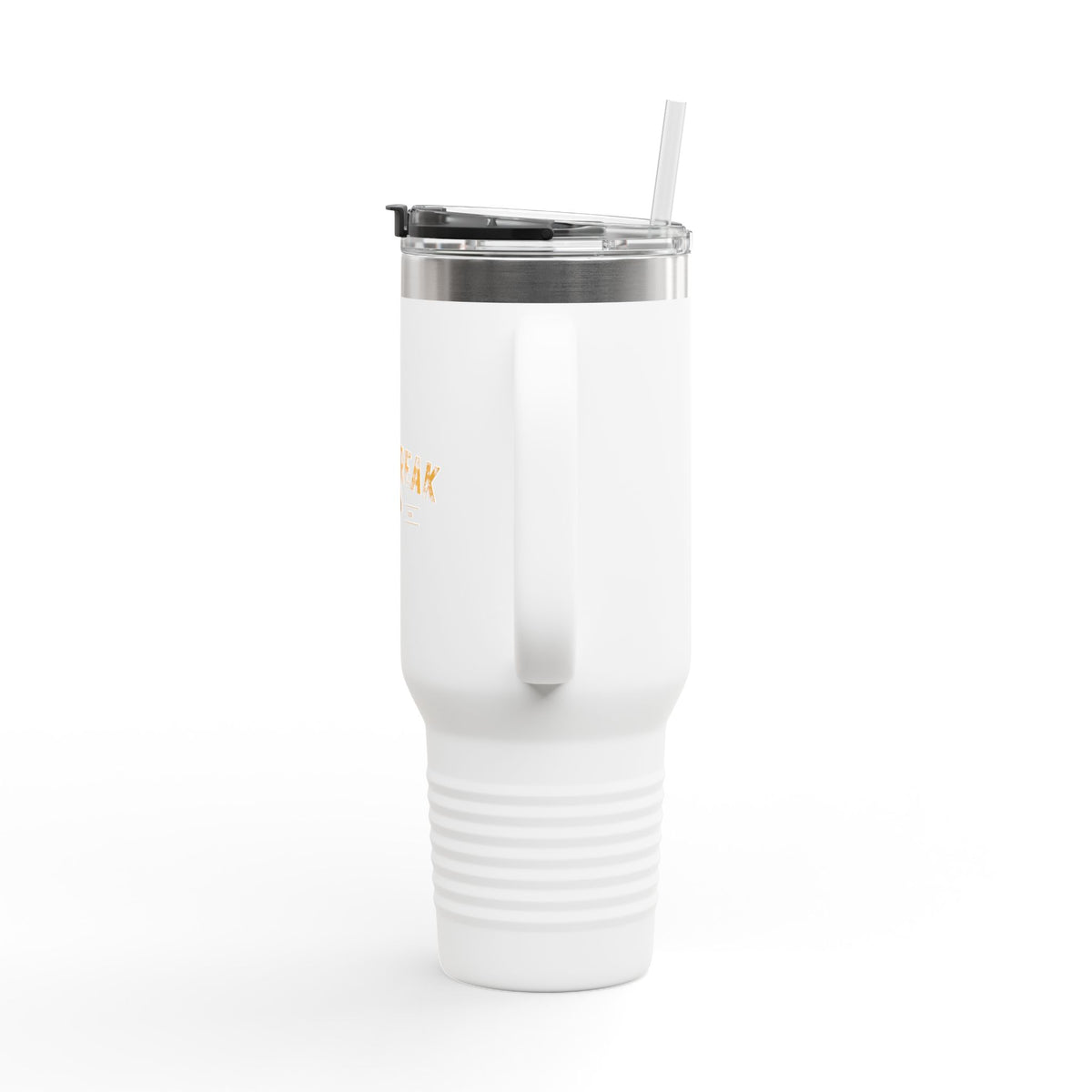 40oz Insulated Travel Mug — 'Paystreak' Gold Accent Stainless Tumbler with Straw & Handle
