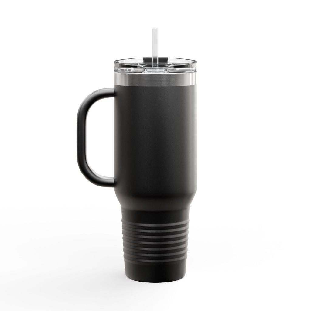 40oz Insulated Travel Mug — 'Paystreak' Gold Accent Stainless Tumbler with Straw & Handle