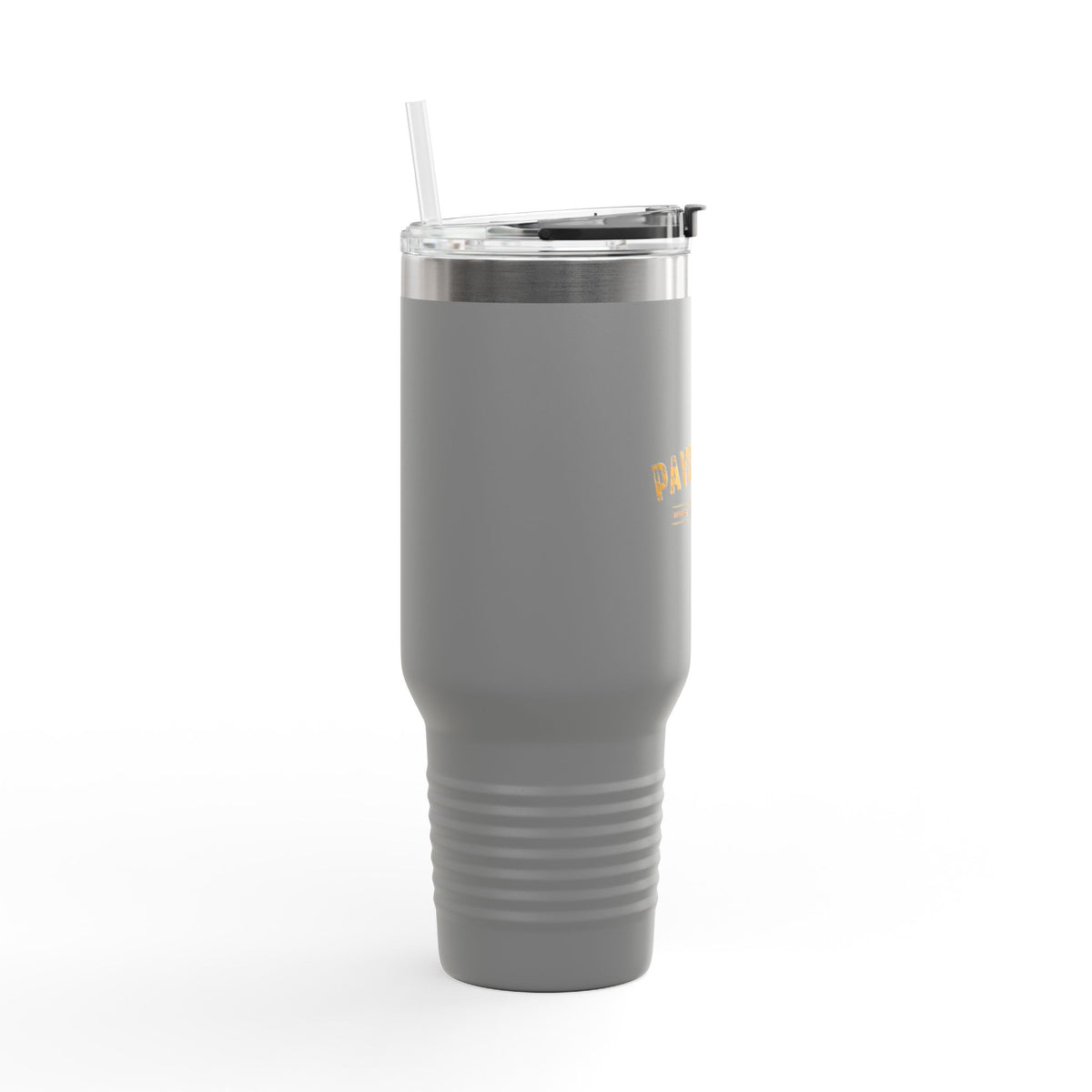 40oz Insulated Travel Mug — 'Paystreak' Gold Accent Stainless Tumbler with Straw & Handle