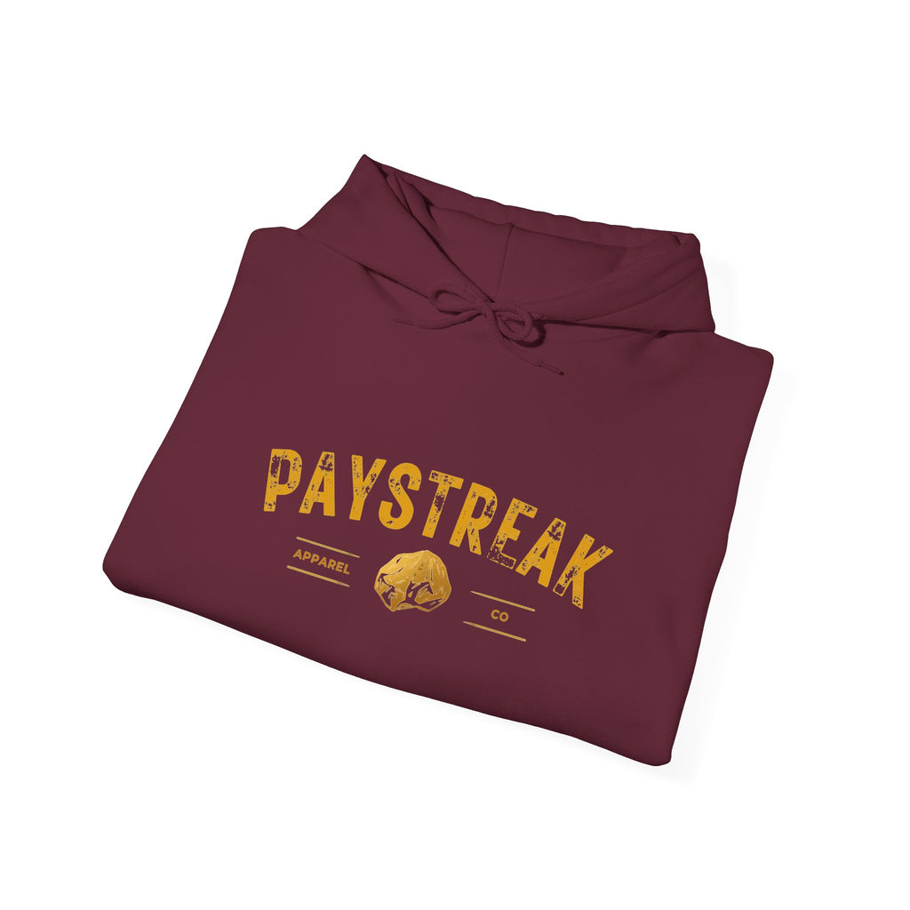 Paystreak Logo Hoodie — Retro Gold Graphic Hooded Sweatshirt