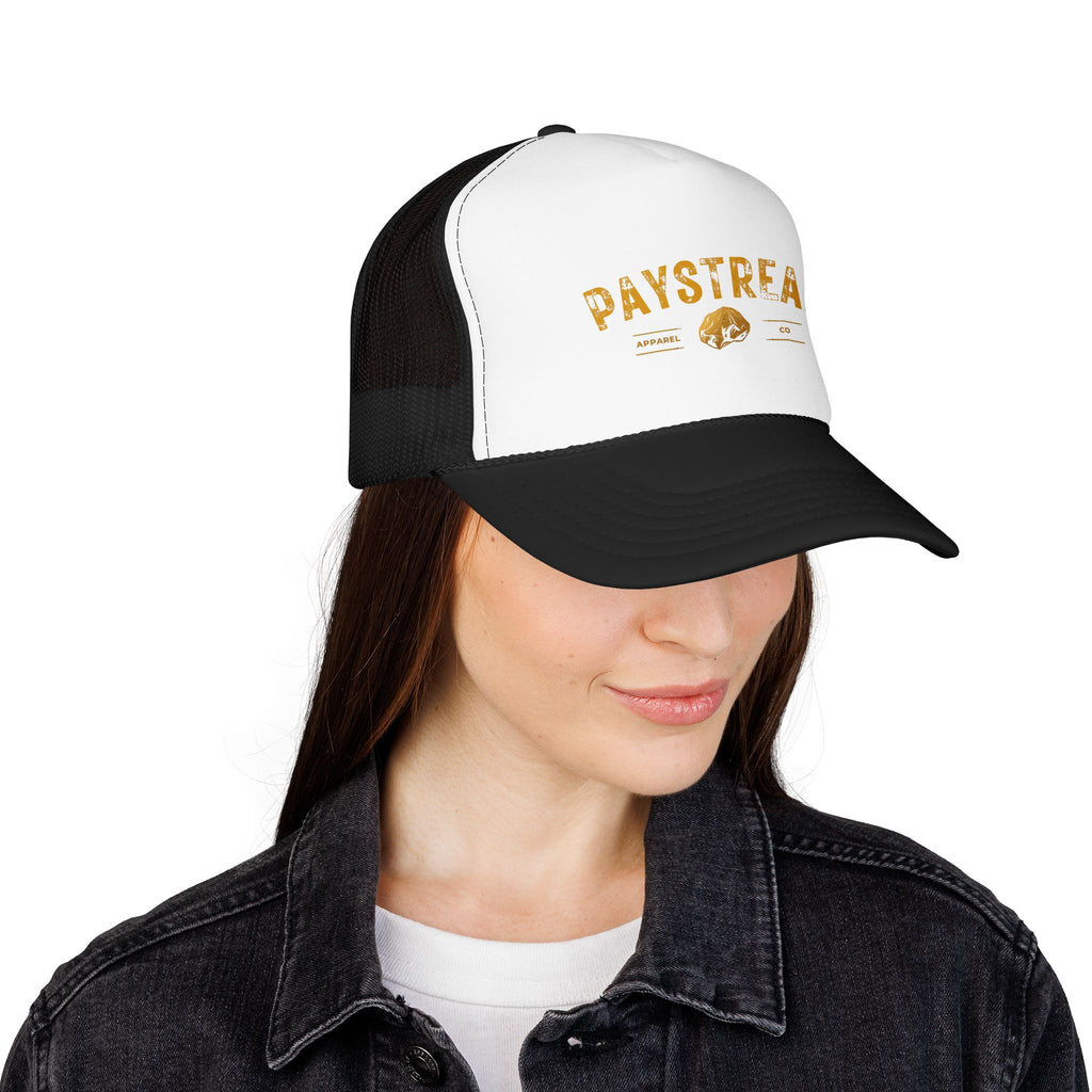 Paystreak Trucker Hat — Vintage Gold Logo Foam Cap