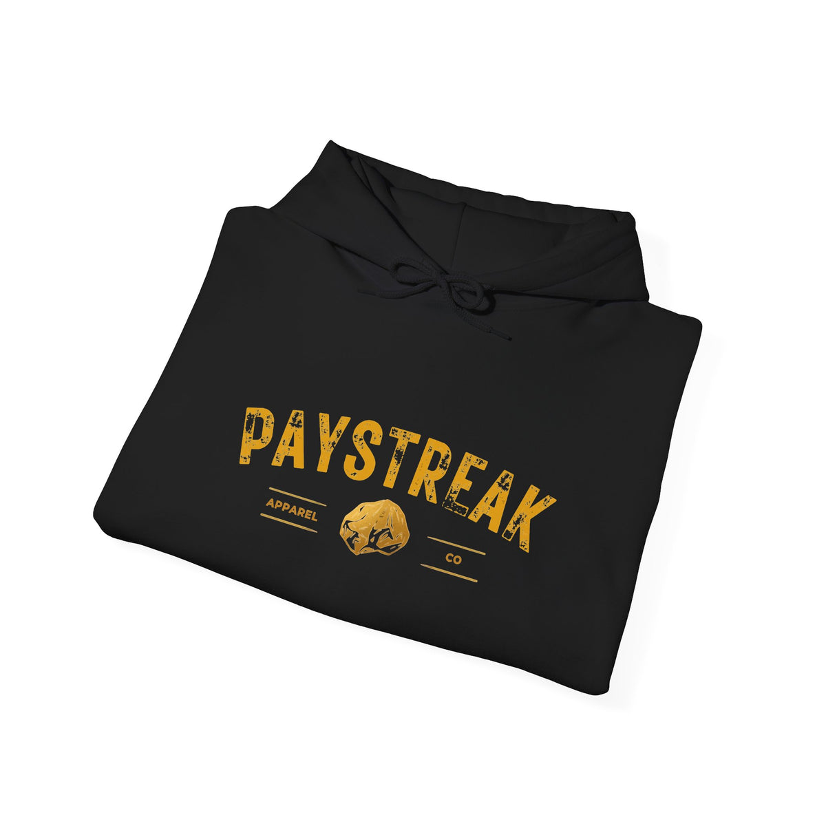 Paystreak Logo Hoodie — Retro Gold Graphic Hooded Sweatshirt