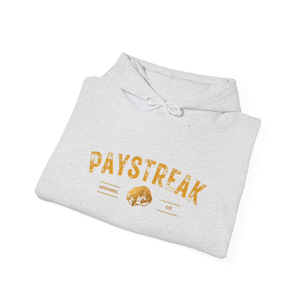 Paystreak Logo Hoodie — Retro Gold Graphic Hooded Sweatshirt