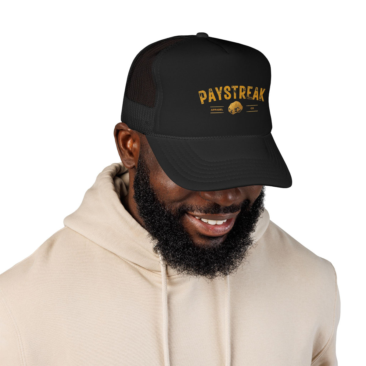Paystreak Trucker Hat — Vintage Gold Logo Foam Cap