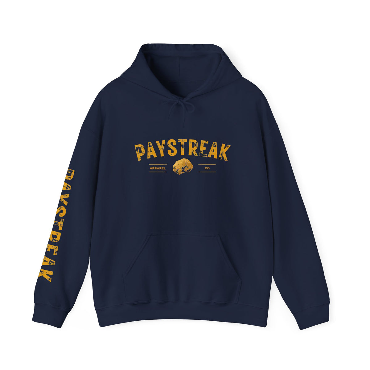 Paystreak Logo Hoodie — Retro Gold Graphic Hooded Sweatshirt
