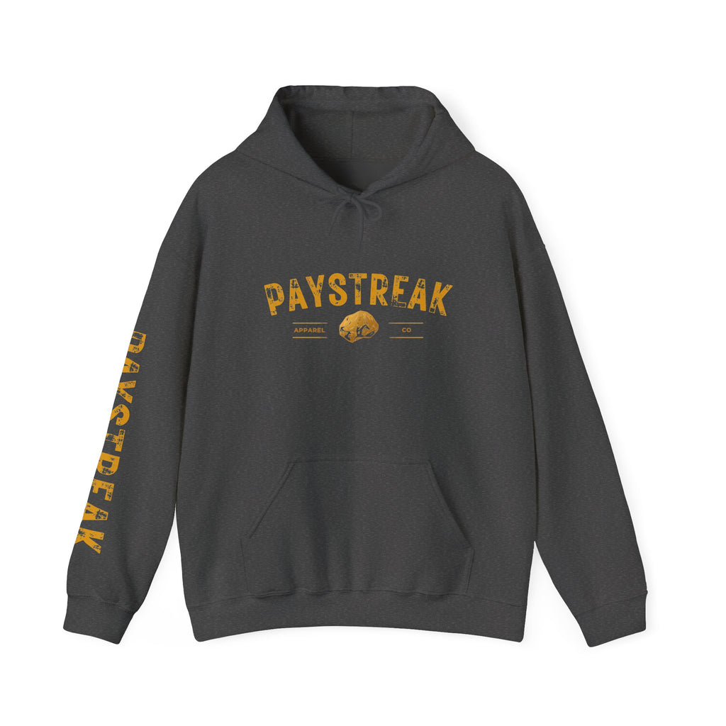 Paystreak Logo Hoodie — Retro Gold Graphic Hooded Sweatshirt