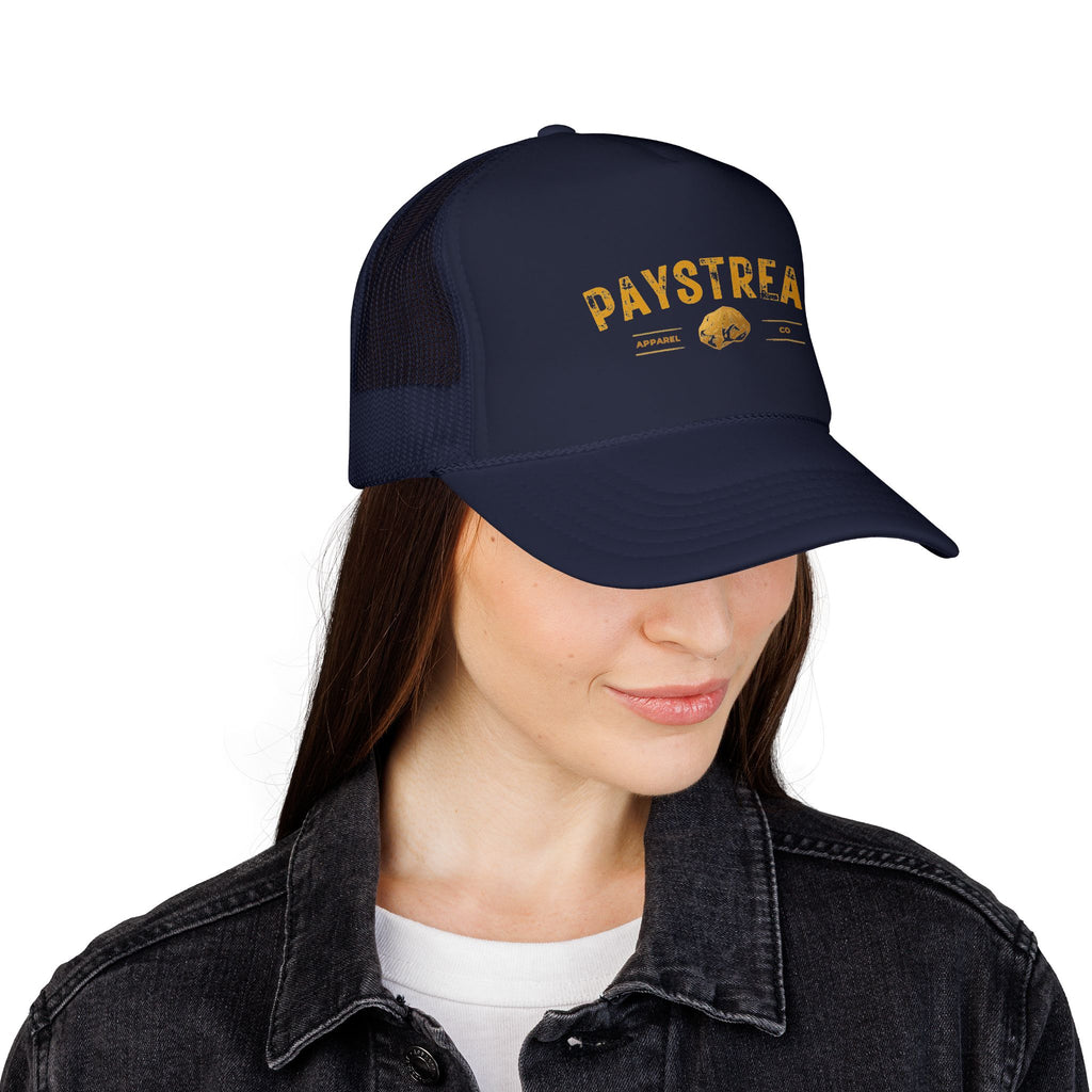 Paystreak Trucker Hat — Vintage Gold Logo Foam Cap
