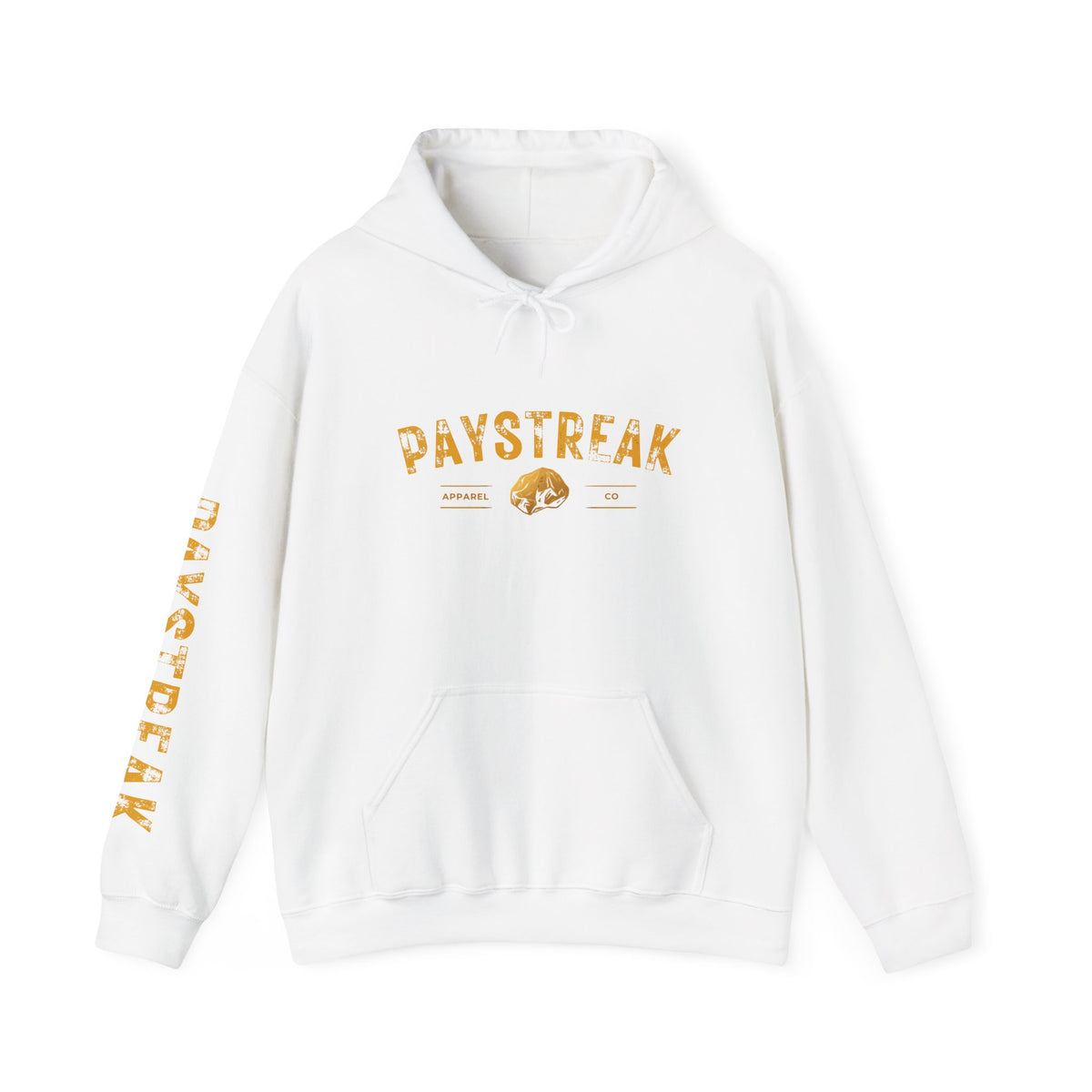 Paystreak Logo Hoodie — Retro Gold Graphic Hooded Sweatshirt