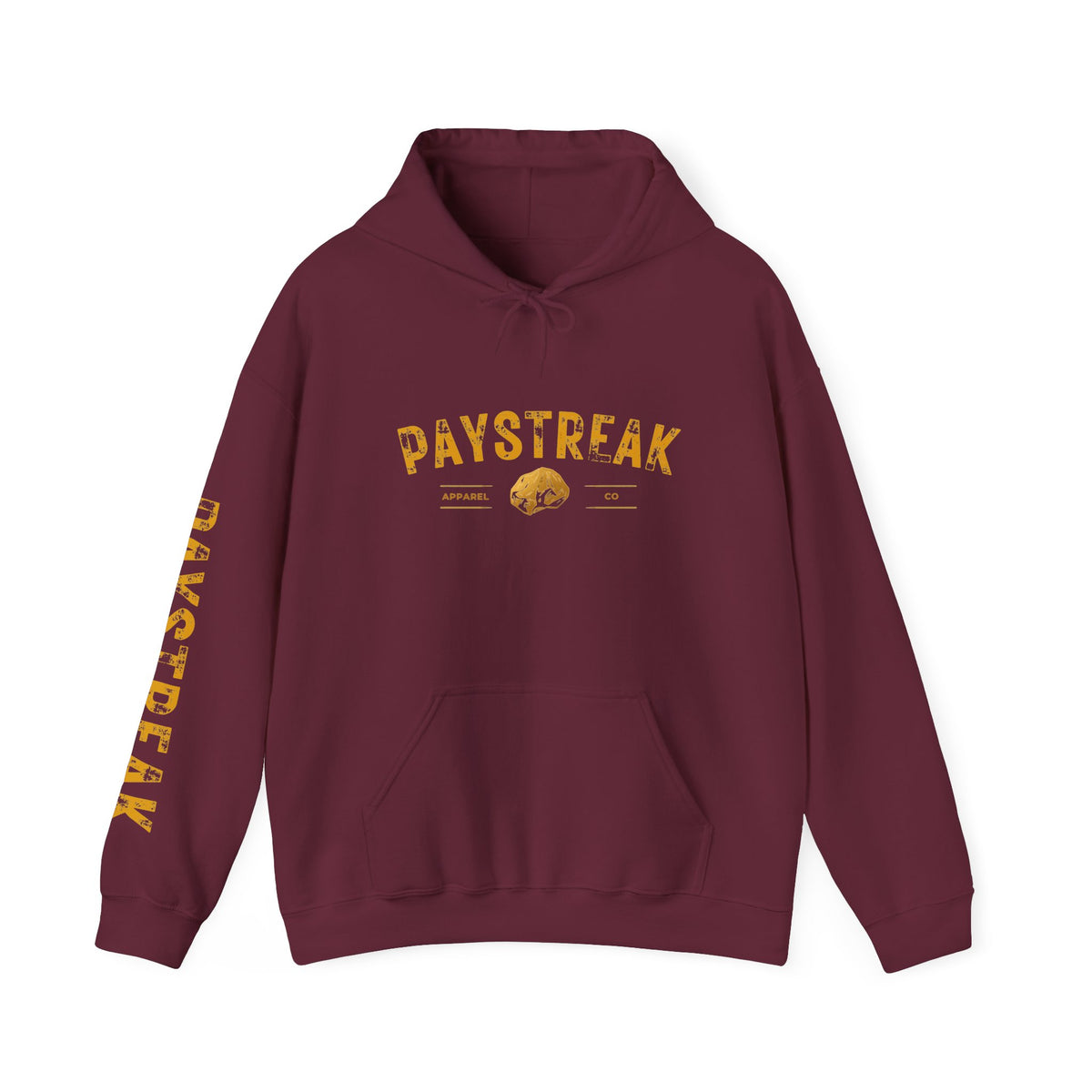 Paystreak Logo Hoodie — Retro Gold Graphic Hooded Sweatshirt